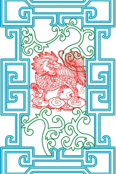 中式窗中式古典木雕花窗麒麟图图片