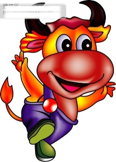 开心的可爱卡通牛素材 开心的牛 自己勾的牛牛 节日素材 春节 矢量