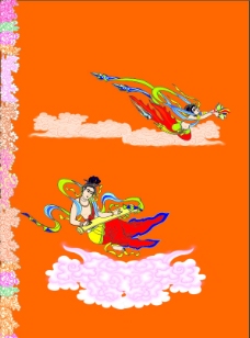 矢量菩萨 踩着云的菩萨 神仙 仙子 仙人2图片